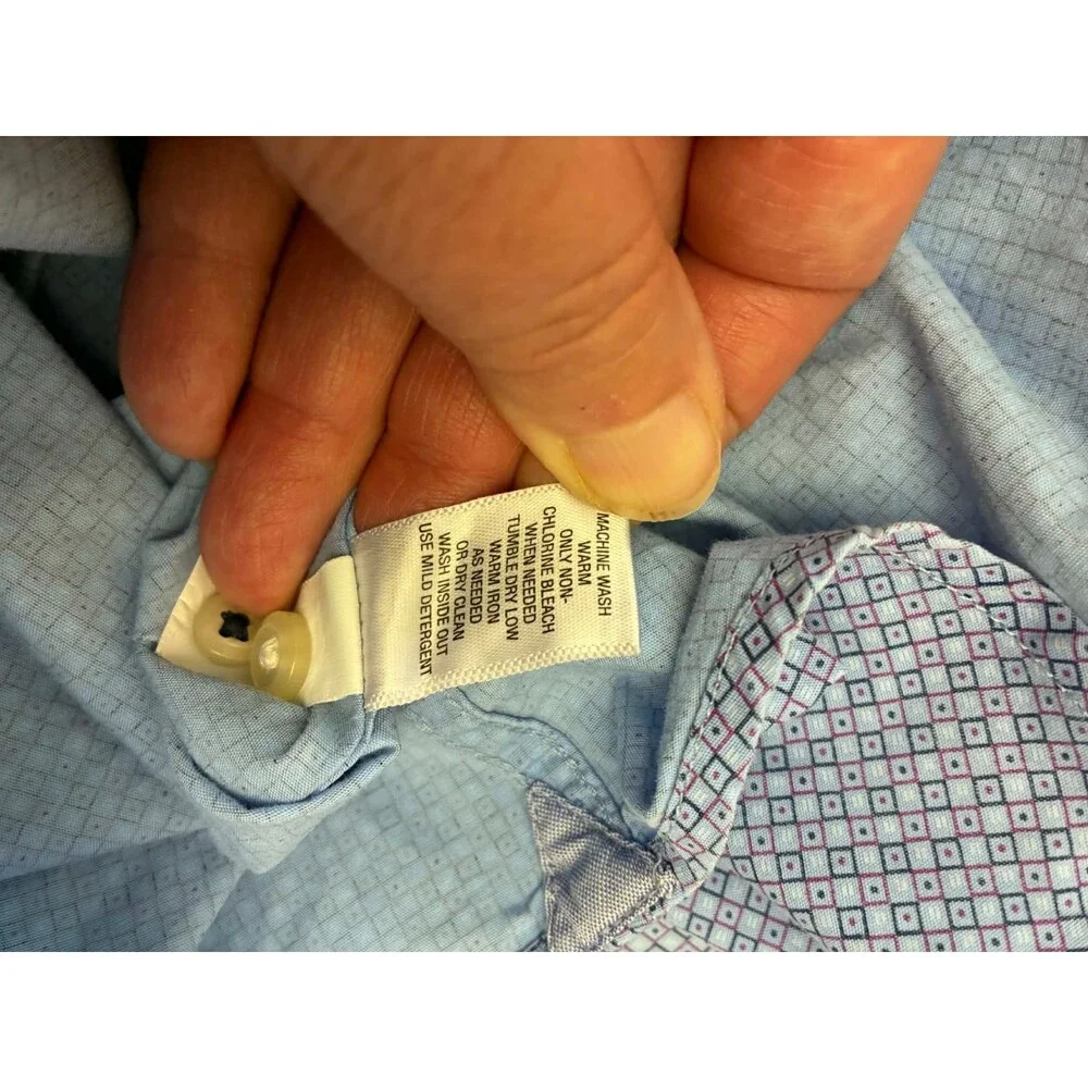 Banana Republic‎ Men's L Slim Fit Blue Micro Check Button Down Shirt Cotton